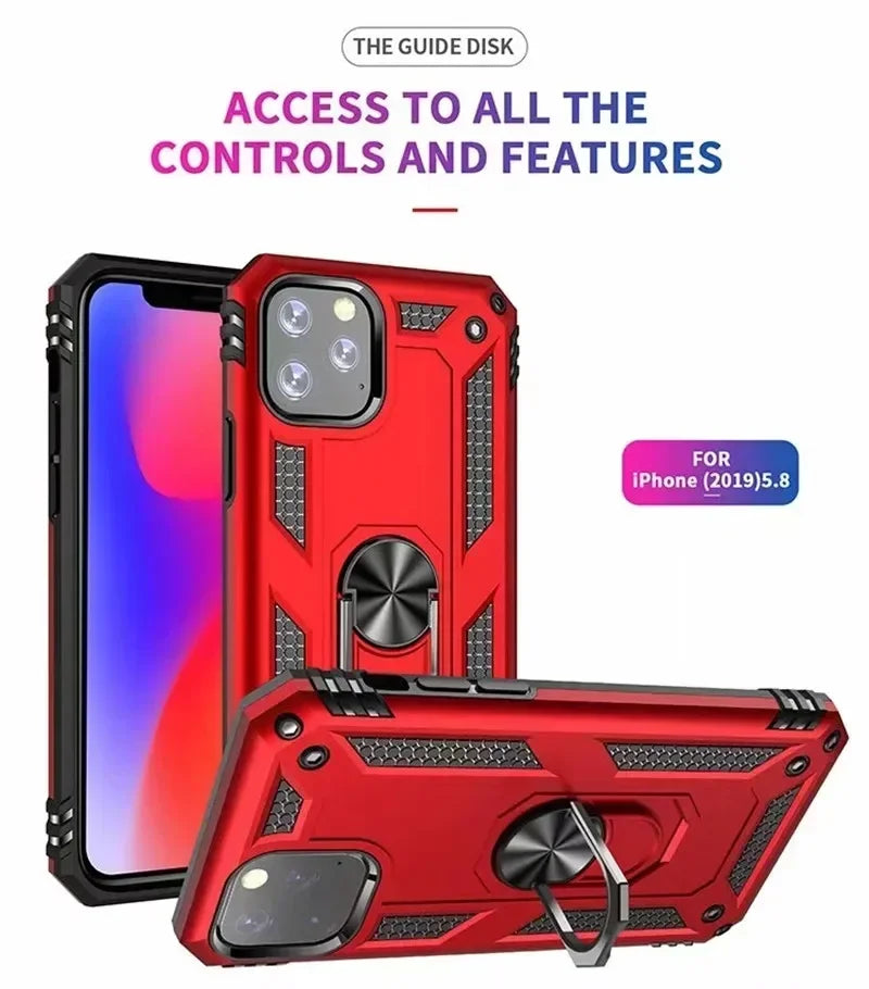 Armor Shockproof Case for iPhone 16 15 14 Plus 13 12 11 Pro Max Magentic Ring Finger Holder Military Grade Case for iPhone Cover - Caseverse
