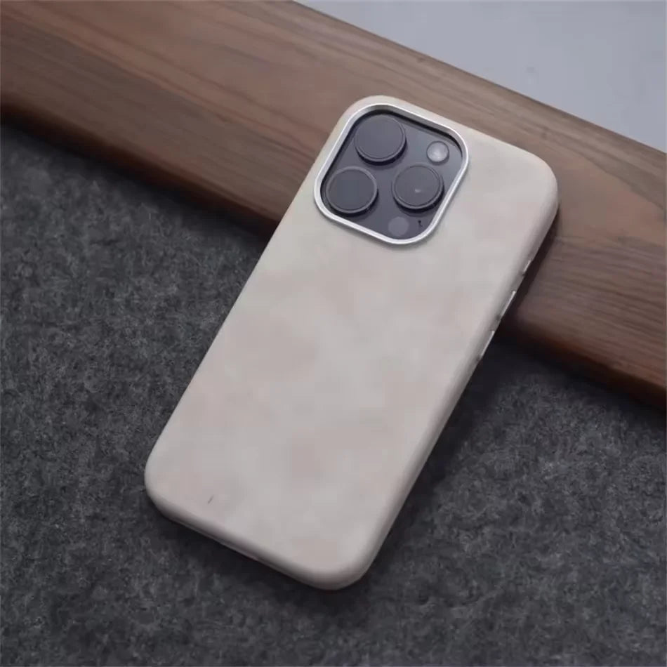Luxury Business Vintage Leather Magnetic Phone Case for IPhone 16 Plus 15 14 13 12 Pro Max Metal Camera Frame Shockproof Cover Caseverse