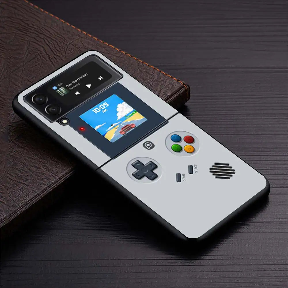 Gameboy Boy Game Phone Case for Samsung Galaxy Z Flip6 5G Flip4 Flip5 Flip3 Black Cover Z Flip 6 5 4 3 PC Shell Coque Galaxy Z F Caseverse