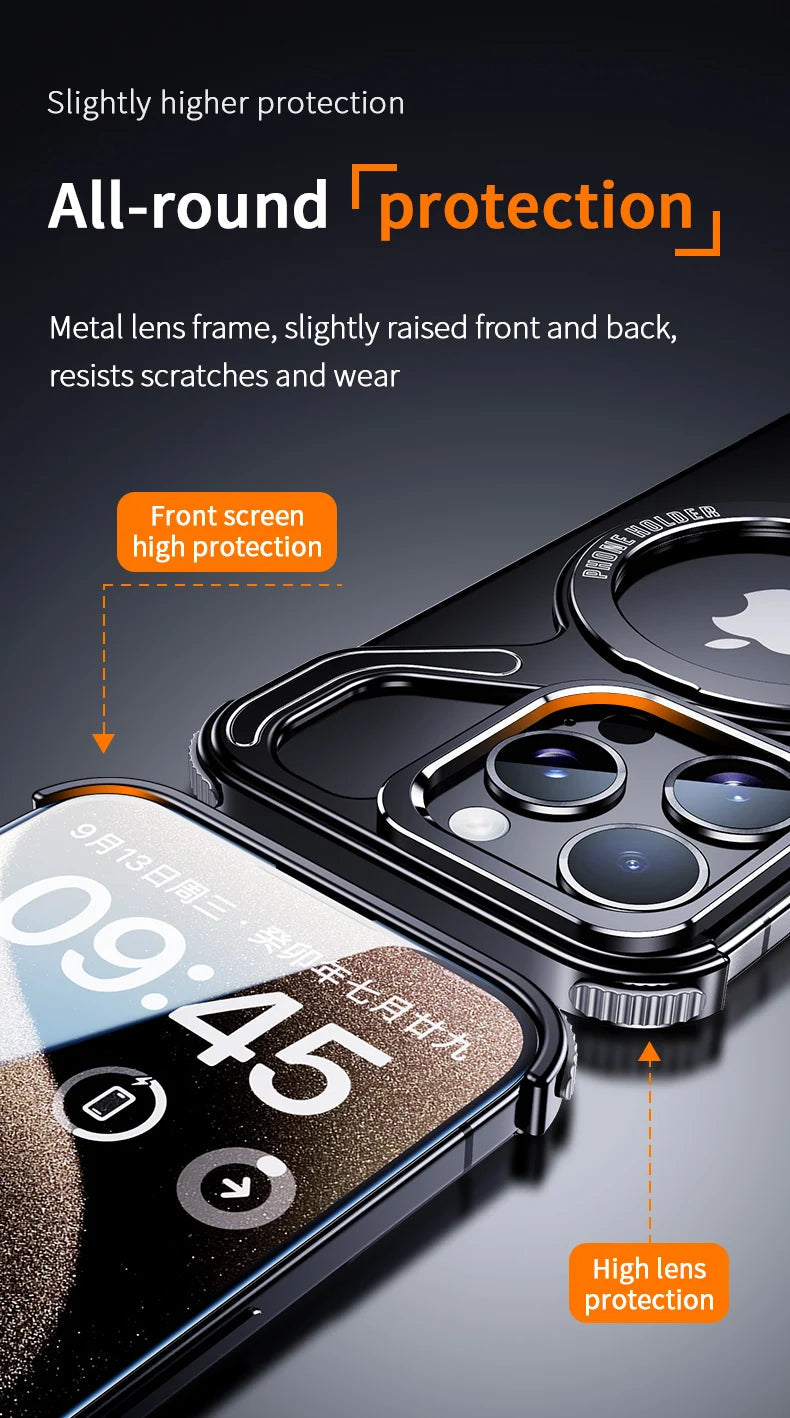 Shockproof Phone Case Z Shape Metal Frame for iPhone 16 Pro 15 14 13 Pro Max Plus Full Aluminium Alloy Magnetic Bracket Cases Caseverse