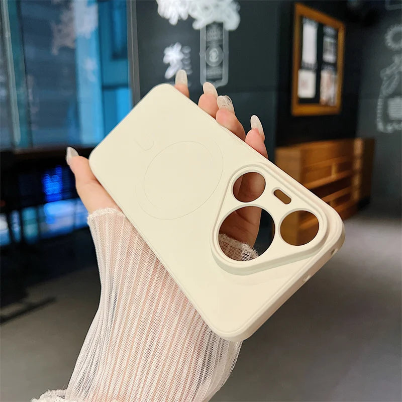 Silicone Magnetic Phone Case for Huawei Pura 70 Pro Plus Ultra Magsafe Wireless Charging Anti Drop Protective Cover Bumper - Caseverse