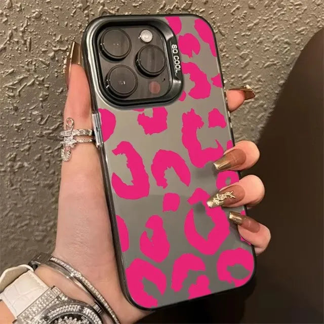 Leopard Print Electroplate Silver Phone Case for Xiaomi 14T Pro Cases Mi 13 12 11 Lite 14 13T 12T Poco M6 X5 X6 F5 F6 Pro Cover - Caseverse