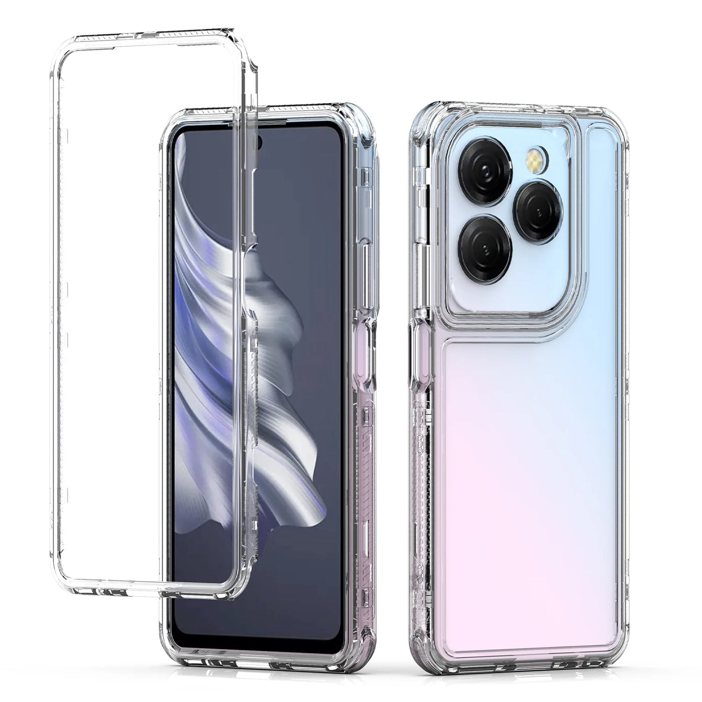 3 in 1 Rugged Armor Shockproof Phone Case For Infinix Hot 40 Pro X6837 Hard Plastic Frame Transparent TPU Back Cover Fundas - Caseverse