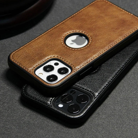 Cell Phone Case High Quality PU Leather Mobile Phones Cases for iPhone 11 12 13 14 15 Pro Max X XR Black Luxury Business Cover Caseverse