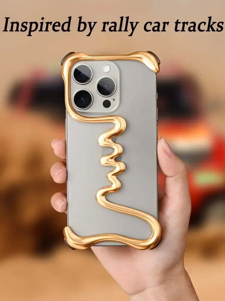 iPhone Phone Case Metal 3D Hollow Case For iPhone16 ProMax 14 15 Pro 16Plus  Aluminum Alloy Track Shell Air Bag Shockproof Cover Caseverse