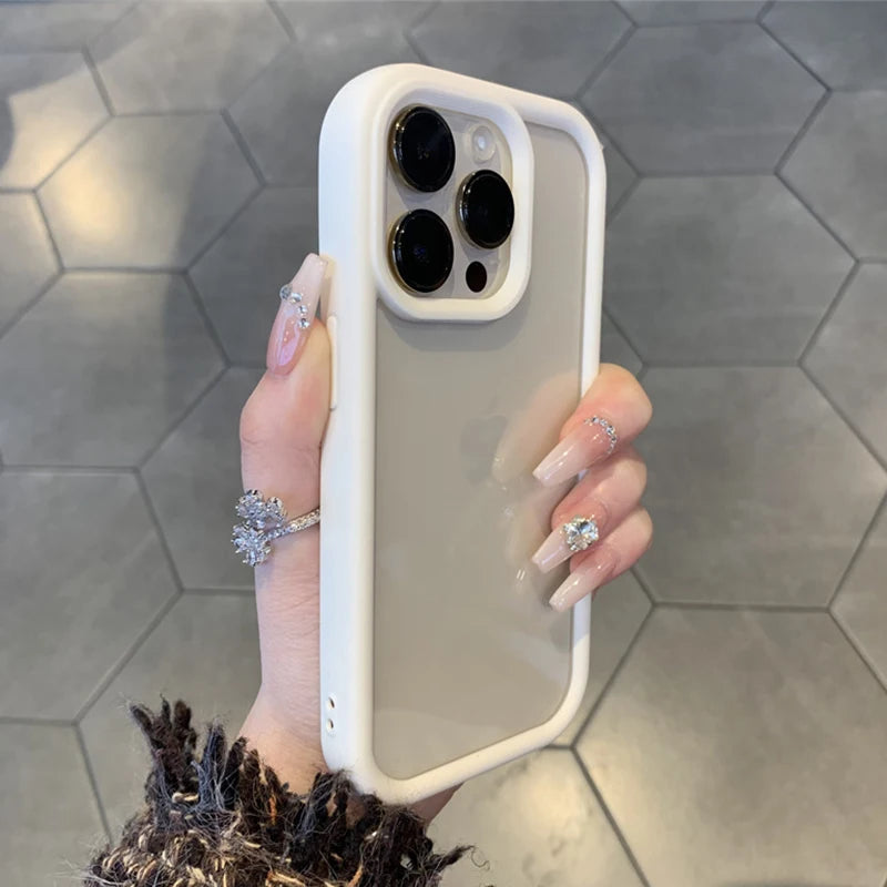 Matte Titanium gray rugged silicone case for iPhone 16 15 14 13 12 11 Pro Max thicken shockproof transparent hard phone cover Caseverse