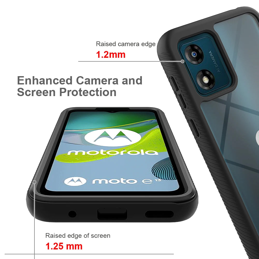 Fit Moto E13 4G Cover Shockproof Clear Protective Built-in Screen Protector TPU Bumper Cover For Motorola E13 6.5 Inch Cases - Caseverse