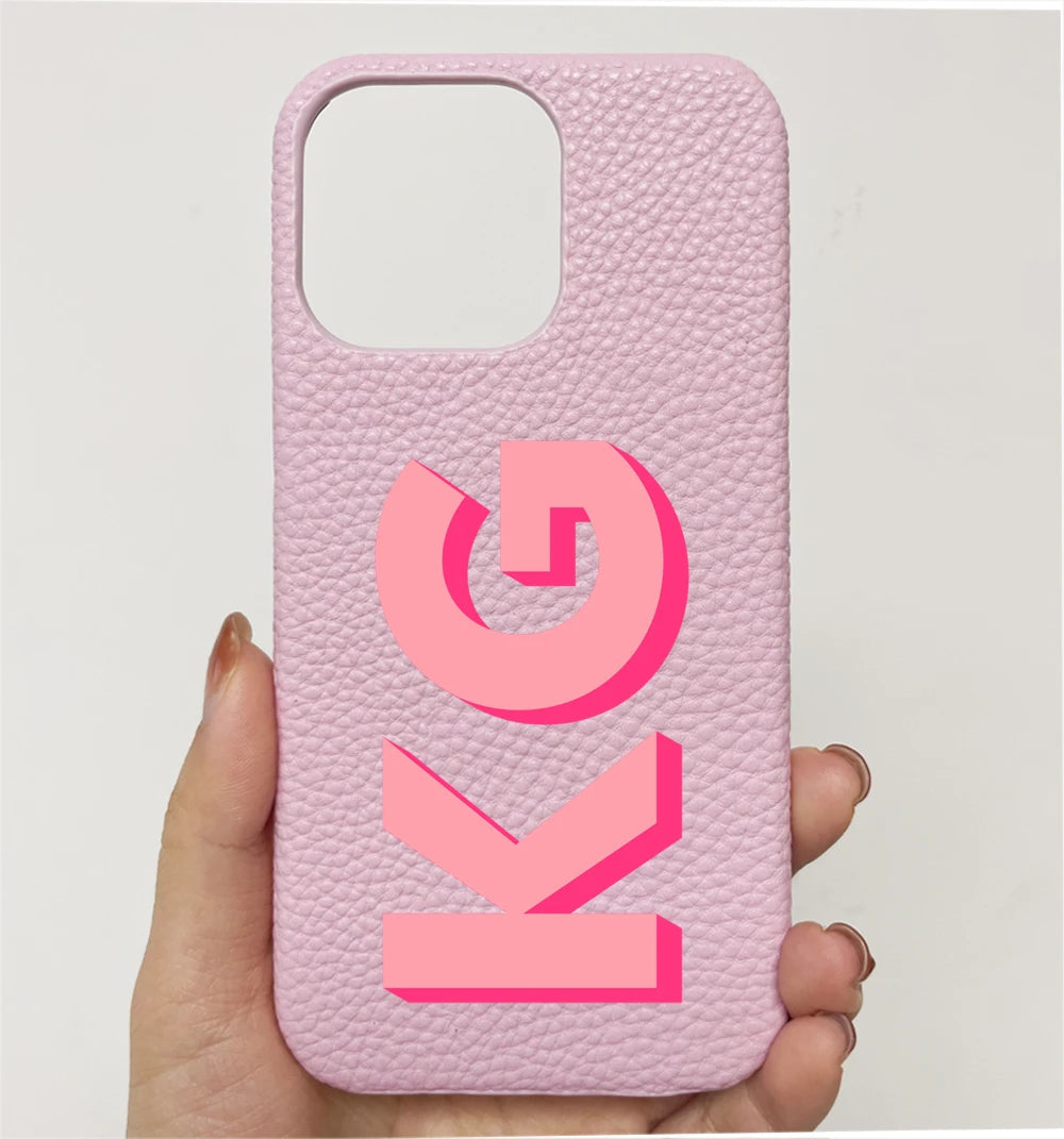 Personalized iPhone Case Monogram Initial Letter Leather Case For iPhone 15 14 13 12 11 Pro Max XS XR 7 8Plus Luxury Phone Cover Caseverse