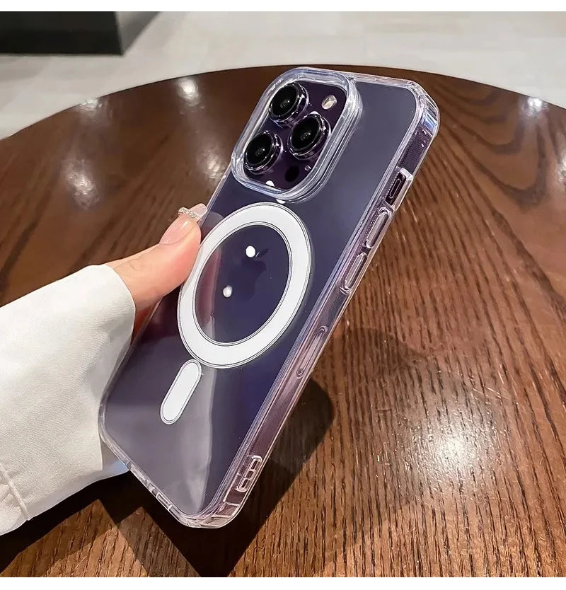 Original Clear For Magsafe Magnetic Wireless Charging Case For iPhone 15 14 13 12 Mini 11 Pro X XR XS Max 7 8 Plus Acrylic Cover - Caseverse