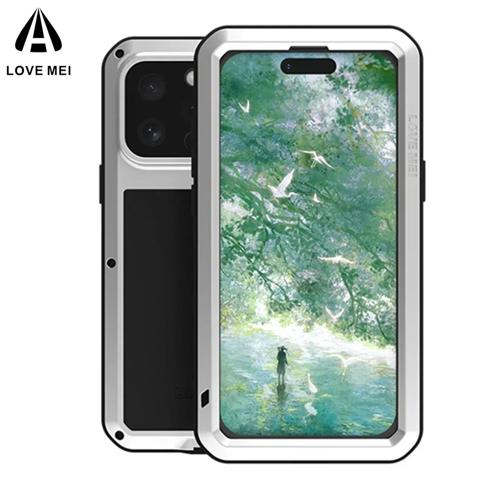 Original LOVE MEI Metal Armor For iphone 16 Pro Max Case 15 Plus 14 Military Grade Silicone Shockproof Cover Built-in Protector - Caseverse