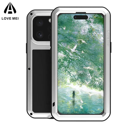 Original LOVE MEI Metal Armor For iphone 16 Pro Max Case 15 Plus 14 Military Grade Silicone Shockproof Cover Built-in Protector - Caseverse