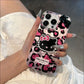 Pink Leopard Print HelloKitty Bow Mobile Phone Case For iPhone 15 14 13 12 11 Pro Max XR XS 7 8 Plus Silicone Laser Covers Y2K - Caseverse
