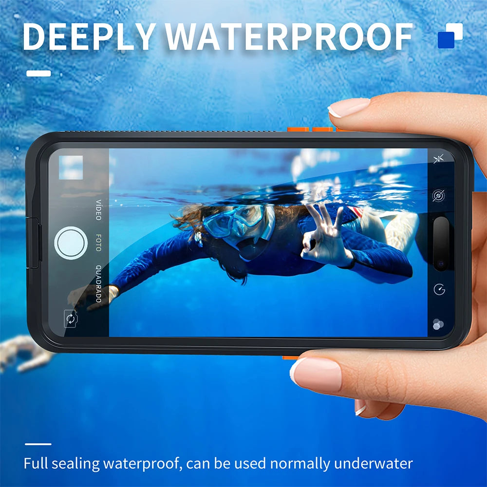 IP68 Waterproof Case For iphone 15 Pro Max Case 14 Plus 12 13 Underwater Full Sealing Cover Shockproof Built-in Screen Protector - Caseverse