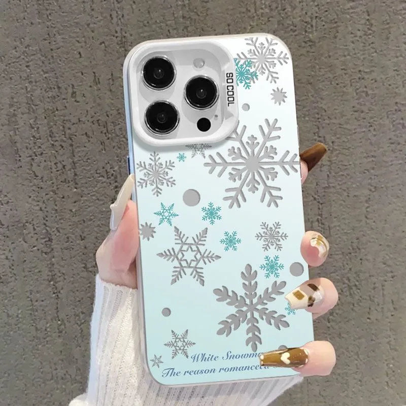 Bling Snowflakes Christmas Phone Case for Xiaomi Redmi Note 7 8 9 9S 10 11 12 13 Pro Plus 4G 5G Anti Fall Matte Back Cover - Caseverse