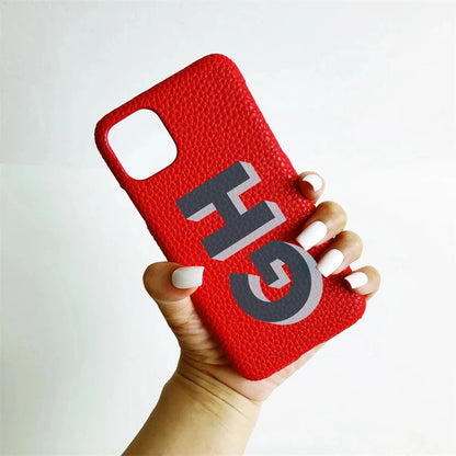 Personalized iPhone Case Monogram Initial Letter Leather Case For iPhone 15 14 13 12 11 Pro Max XS XR 7 8Plus Luxury Phone Cover Caseverse