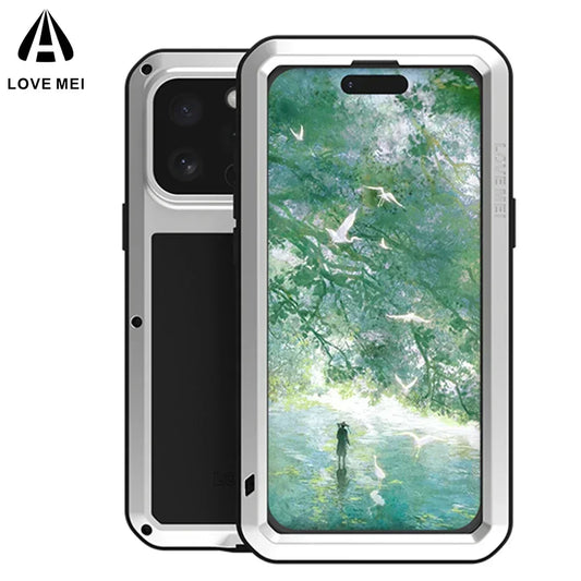 Original LOVE MEI Metal Armor For iphone 16 Pro Max Case 15 Plus 14 Military Grade Silicone Shockproof Cover Built-in Protector - Caseverse