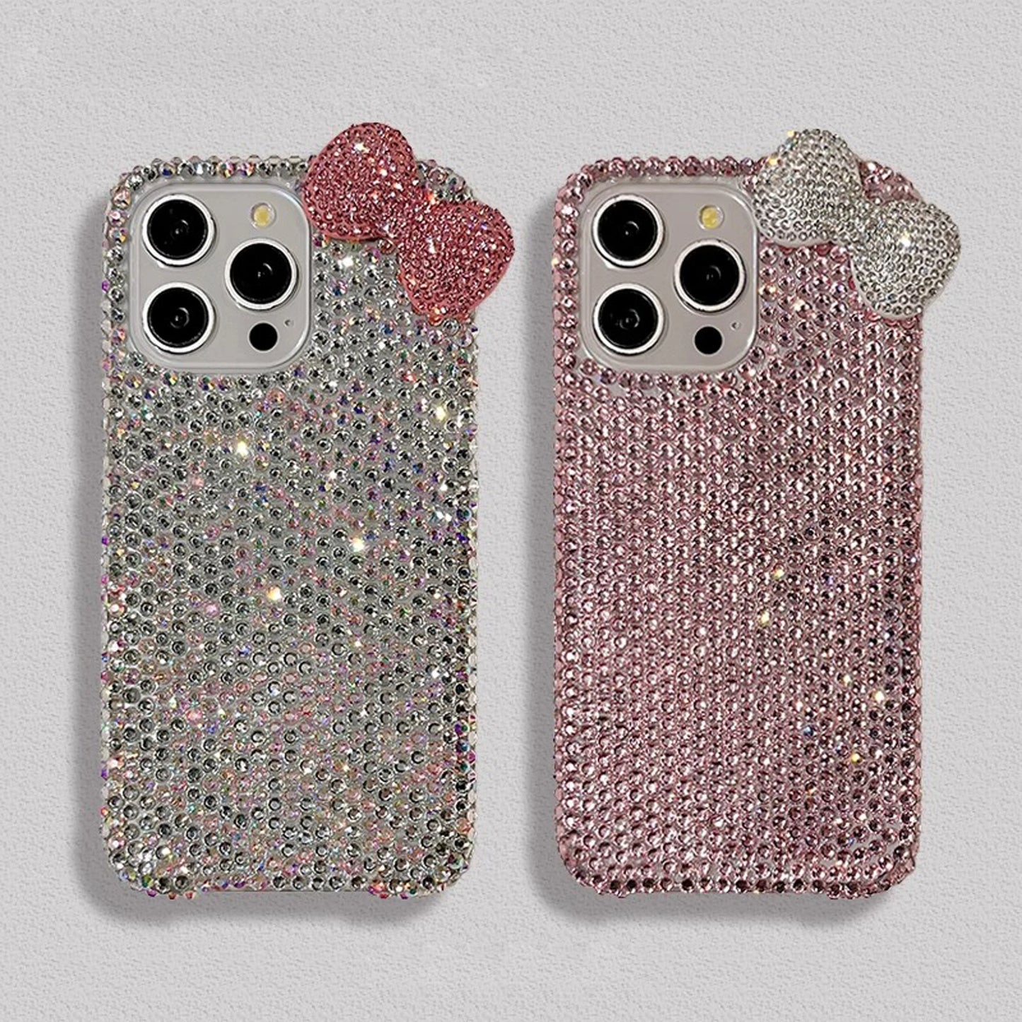 Premium Cute Full Diamond Bow Phone Case Stylish Phone Accessories for iPhone 16 15 14 13 12 11 Pro Max