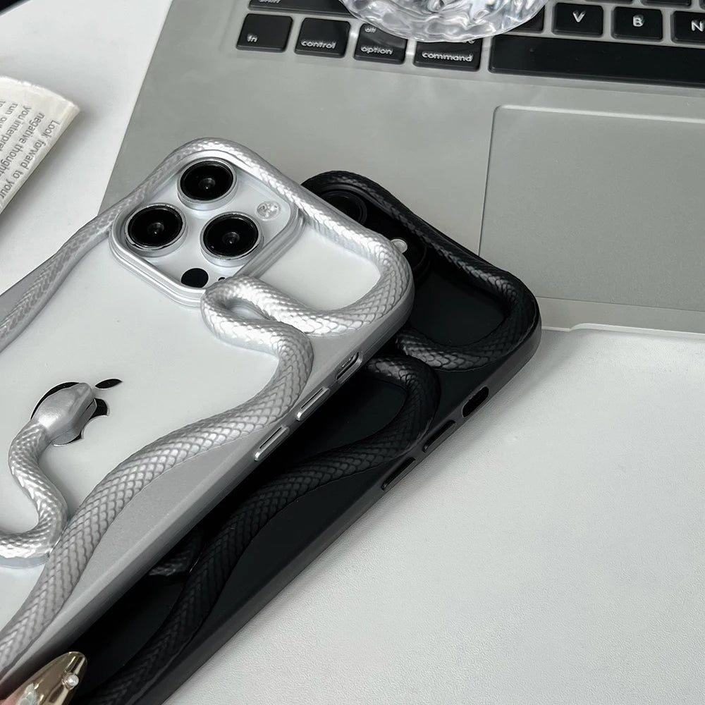 Cool 3D Snake Hollow Dissipate Heat Phone Case For iPhone 15 14 13 12 11 16 Pro Max Luxury Shockproof Soft Silicone Cover - Caseverse