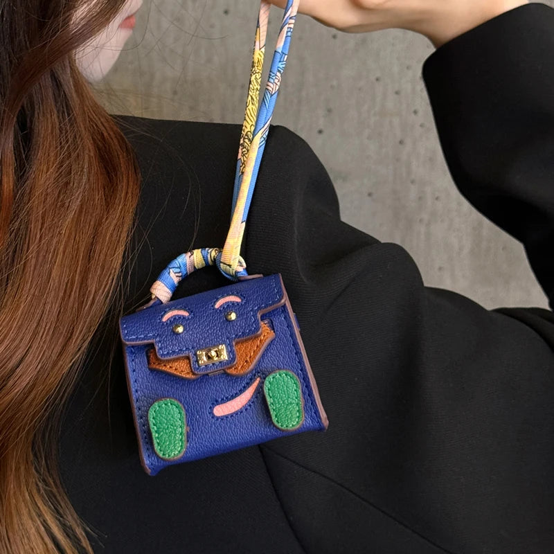 Mini Tiny PU Leather Handbag Decoration Pendant Bag For Airpods 4 3 2 Pro 2 For Galaxy Buds 3 3Pro 2 2Pro/Buds FE Headphone Case