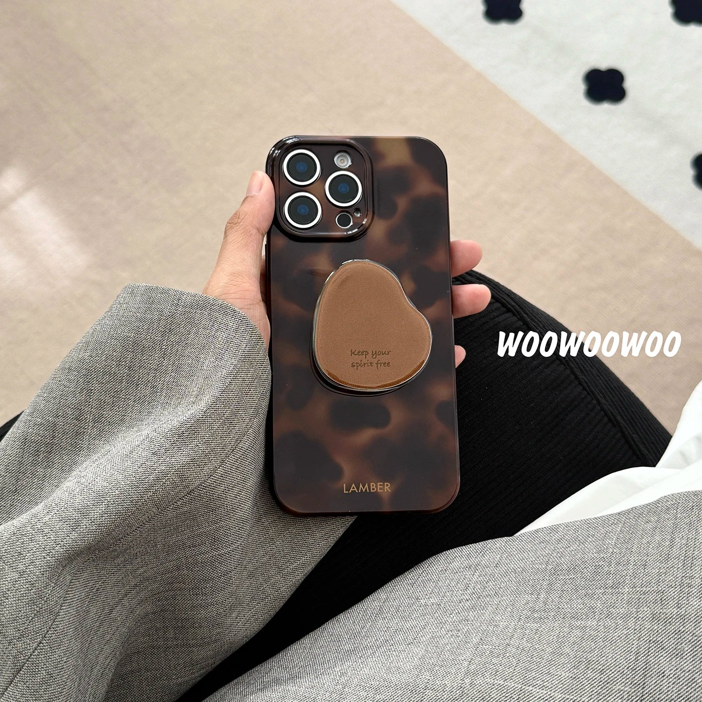 Stylish Personality Black Brown Amber Iceberg Pattern Magnetic With Holder Phone Cover Case for iPhone 16 15 14 13 12 Pro Max - Caseverse