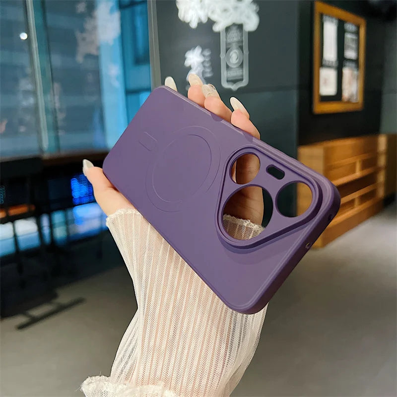 Silicone Magnetic Phone Case for Huawei Pura 70 Pro Plus Ultra Magsafe Wireless Charging Anti Drop Protective Cover Bumper - Caseverse