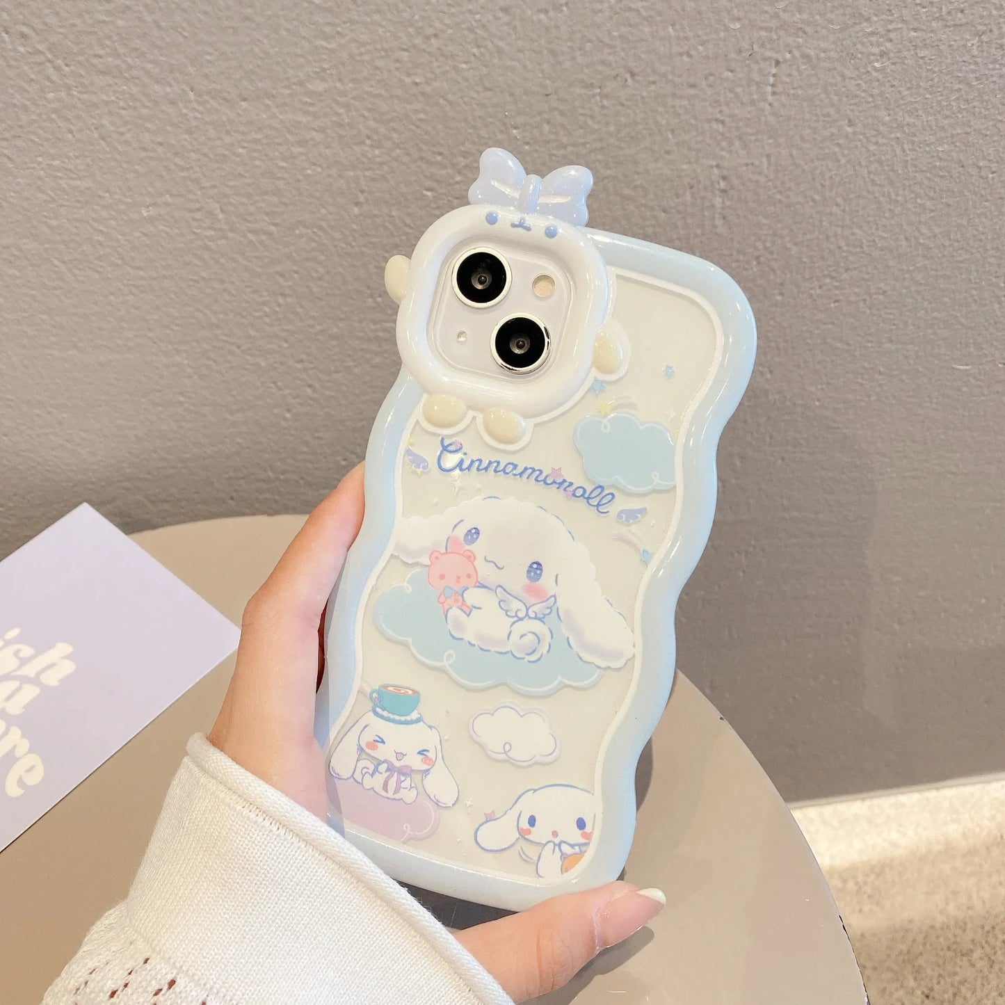 Kawaii Sanrio Cinnamoroll With Bracelet Bracket Phone Case For iPhone 15 14 13 12 11 Pro Max XR XS MAX X 7 Back Cover Y2k Gift - Caseverse