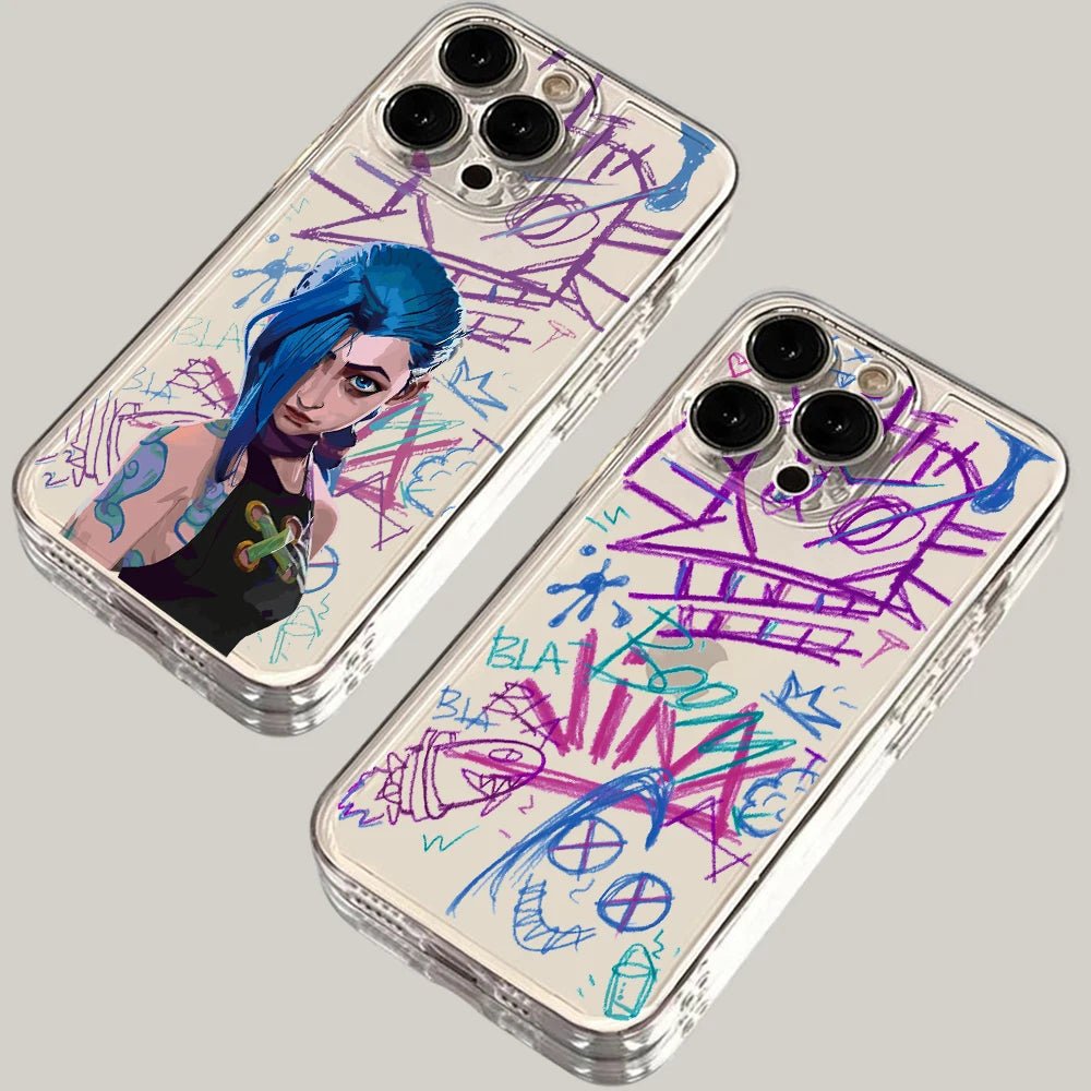 Graffiti Jinxs Phone Case for Samsung Galaxy S24 S23 S22 S21 S20 S10 FE Ultra Plus 5G Note 20 10 Pro Clear Soft Cover - Caseverse