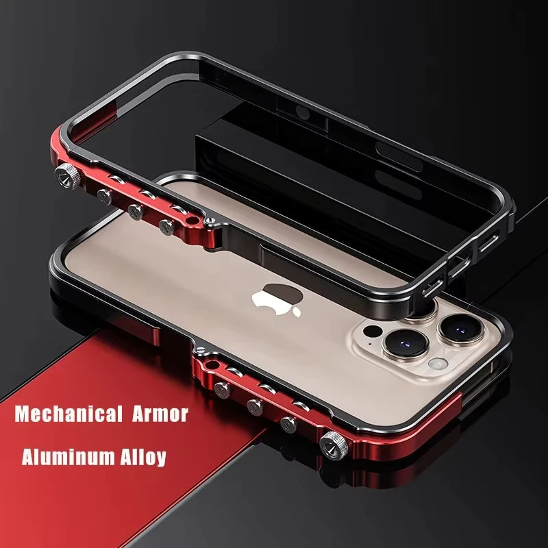 Luxury Aluminum Alloy Armor Frame Phone Case For iPhone 13 14 15 16 Pro Metal Removable Shockproof Cover