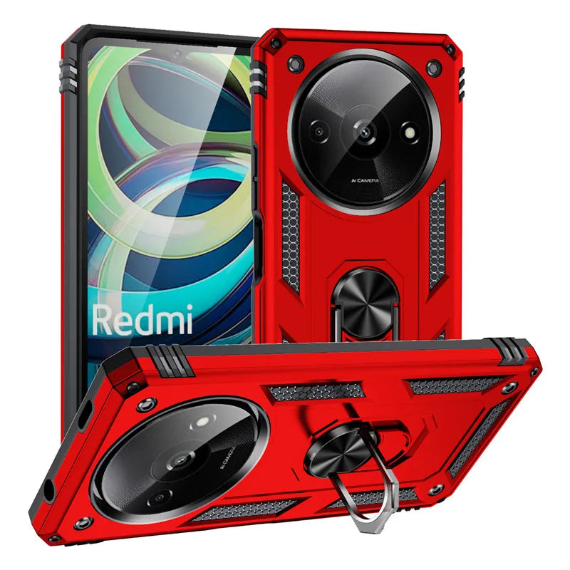 For Xiaomi Redmi A3 4G Case Rugged Armor Phone Case For Redmi A3 A 3 RedmiA3 4G Magnetic Ring Holder Shockproof Cover - Caseverse