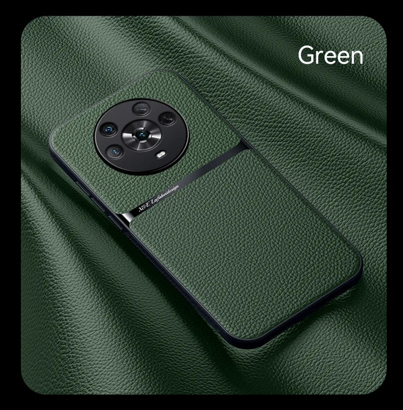 For Honor Magic4 Pro Build-in Magnet Metal Plate Car Holder Phone Case Honor Magic 4 Pro 4Pro Magic4 Silicone Leather Back Cover