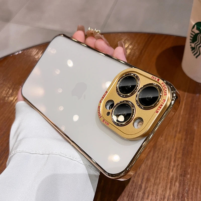 For iPhone 15 Pro Max Luxury Case Metal Camera Protection Transparent Armor Phone Cases for iPhone 12 13 14 Pro Max 14 Pro Plus Caseverse