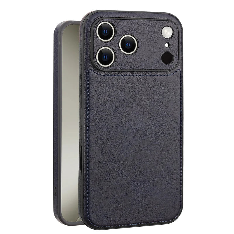 Soft Leather Case for iPhone 17 14 13 12 11 16 Pro Max XR 15 Plus Air Ultra Thin Lens Protection iphone16 16Pro Cover Coque