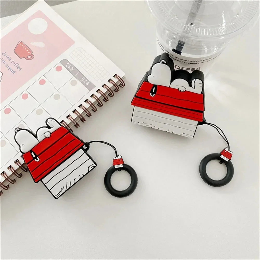 NEW MINISO Snoopy Earphone Case for Airpods Pro 1 2 3 Cartoon Silicone Wireless Bluetooth Earbuds Protective Cover With Lanyard Caseverse