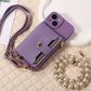 Stylish Mirror Zipper and Pearl Cord Phone Case for IPhone13promax 12mini 11promax 7 Crossbody Fall-proof Faux Leather Cover