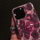 Phone Case for iPhone 16 Pro Max 15 14 Plus 13 12 11 XS X XR 7 8 SE 2022 Cute Pink Leopard Print Stylish Lovely Heart Soft Cover - Caseverse