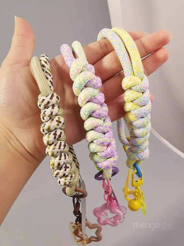 Mobile Phone Lanyard Wrist Short Ins Two Strands Woven Strong Men And Women Outdoor Travel Small Fresh Lanyard Shell Anti-Theft