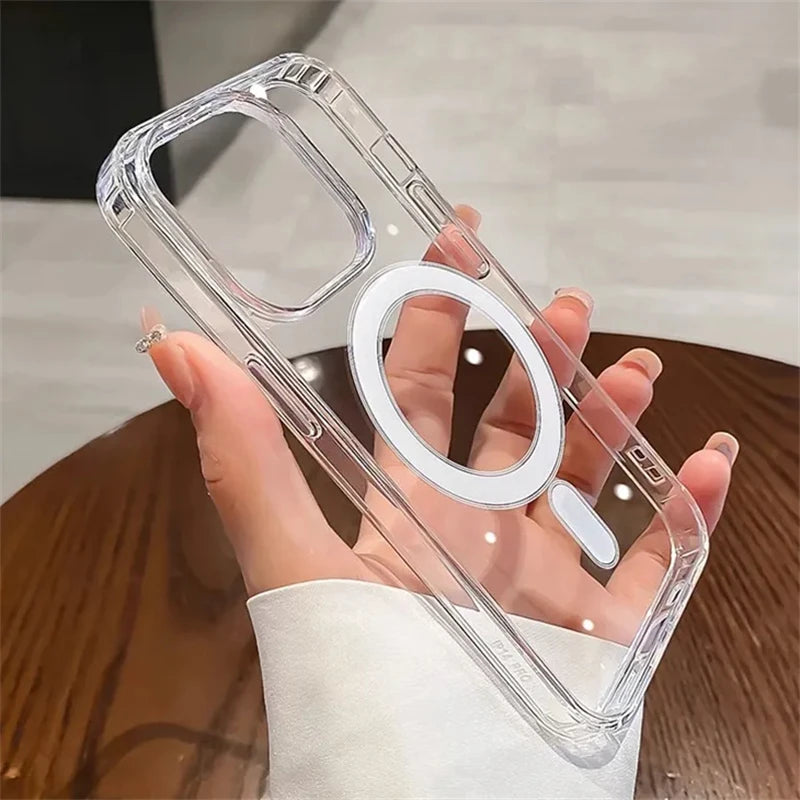 Original Clear For Magsafe Magnetic Wireless Charging Case For iPhone 15 14 13 12 Mini 11 Pro X XR XS Max 7 8 Plus Acrylic Cover - Caseverse