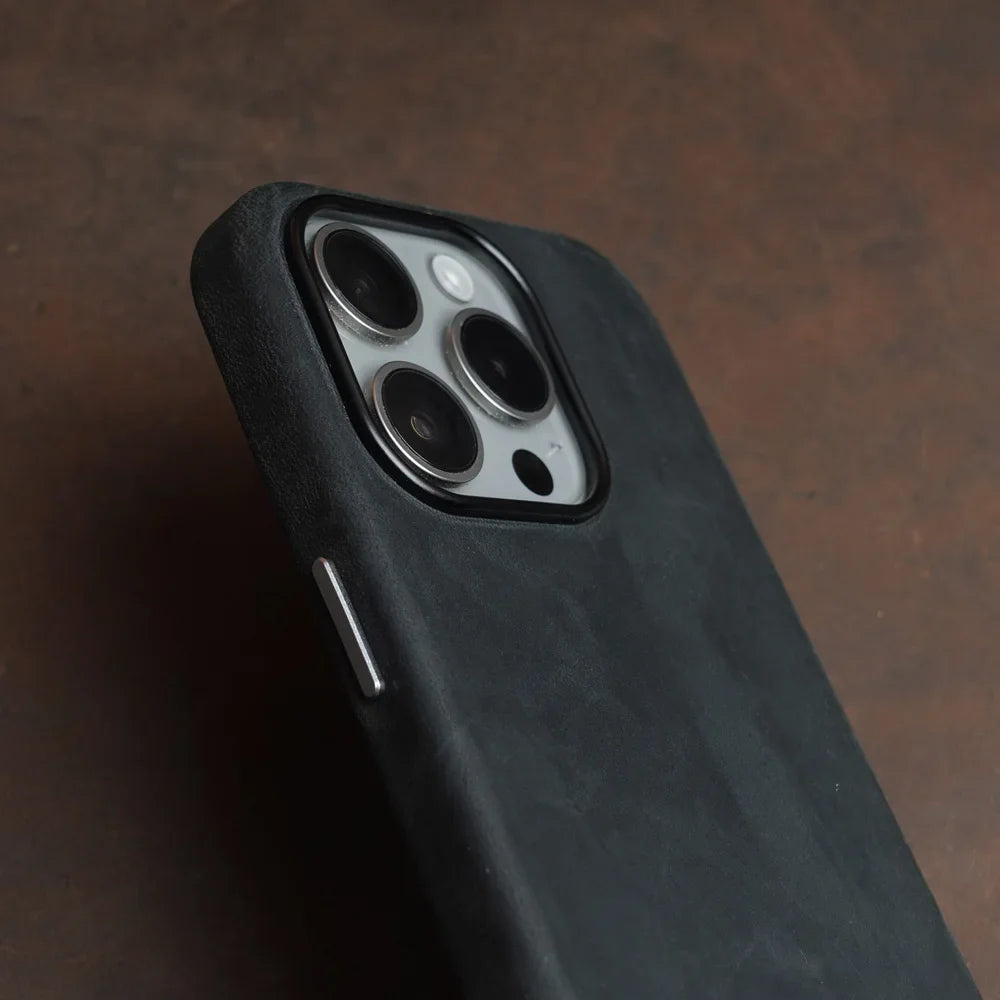 YMW Italian Crazy Horse Genuine Leather Case for iPhone 16 Pro Max 15 14 Personality Cowhide Magnetic Phone Cover - Caseverse