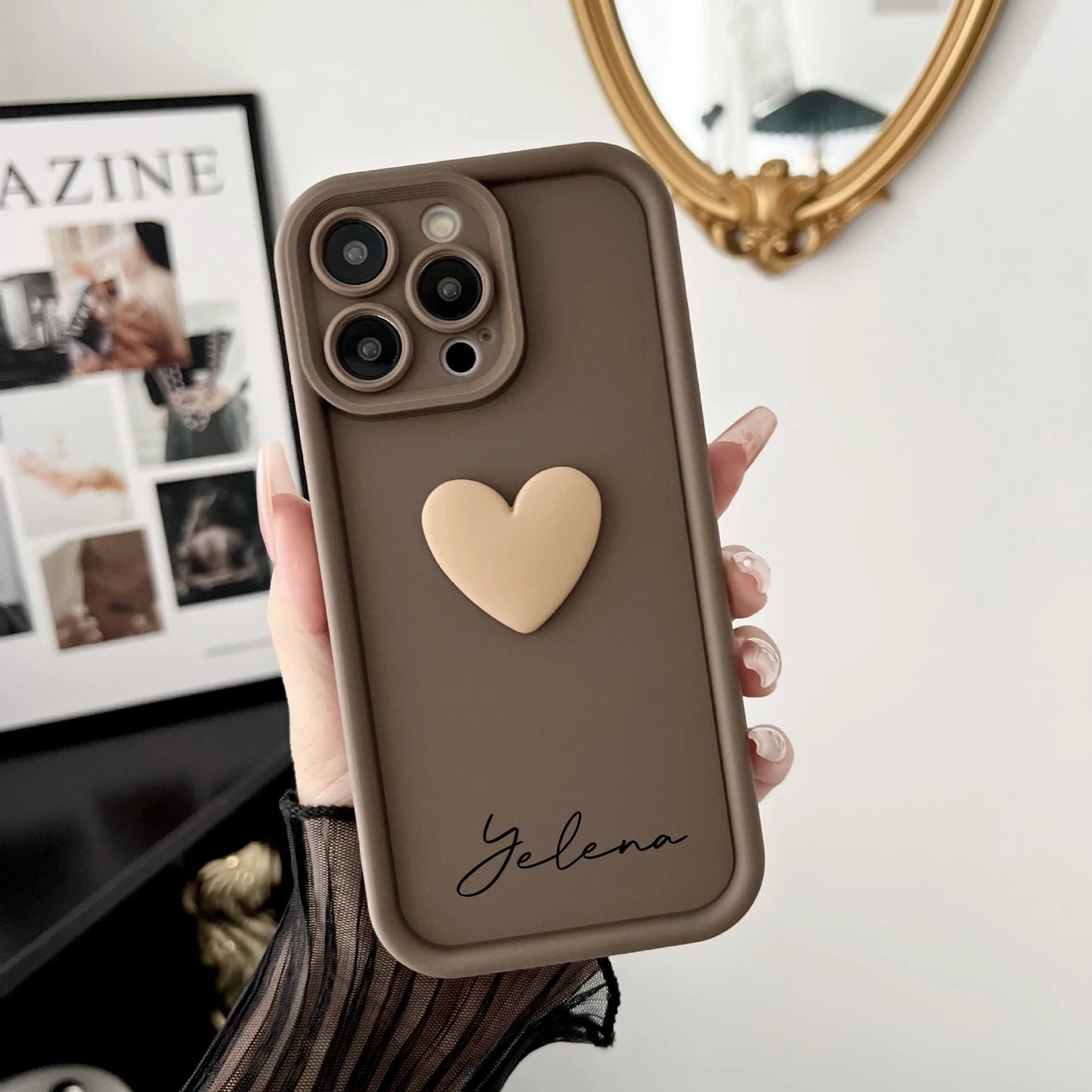 Cute INS Love Heart Personalized Name Case For iPhone 16 15 14 13 12 11 Pro Max Luxury Soft Silicone Custom DIY Cover 15 Pro Max Caseverse