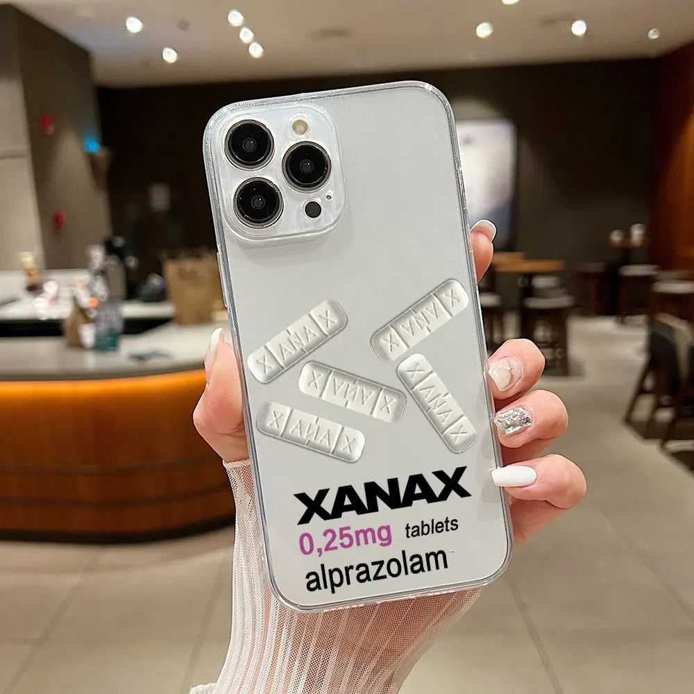 XANAX Chill Pill Phone Case For iPhone 15 14 13 12 11 Mini Pro Max X XR XSMax 6S 6 7 8 Plus SE20 Transparent Cover Caseverse