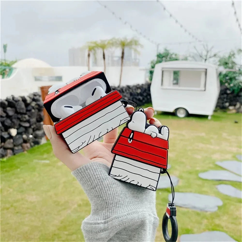 NEW MINISO Snoopy Earphone Case for Airpods Pro 1 2 3 Cartoon Silicone Wireless Bluetooth Earbuds Protective Cover With Lanyard Caseverse