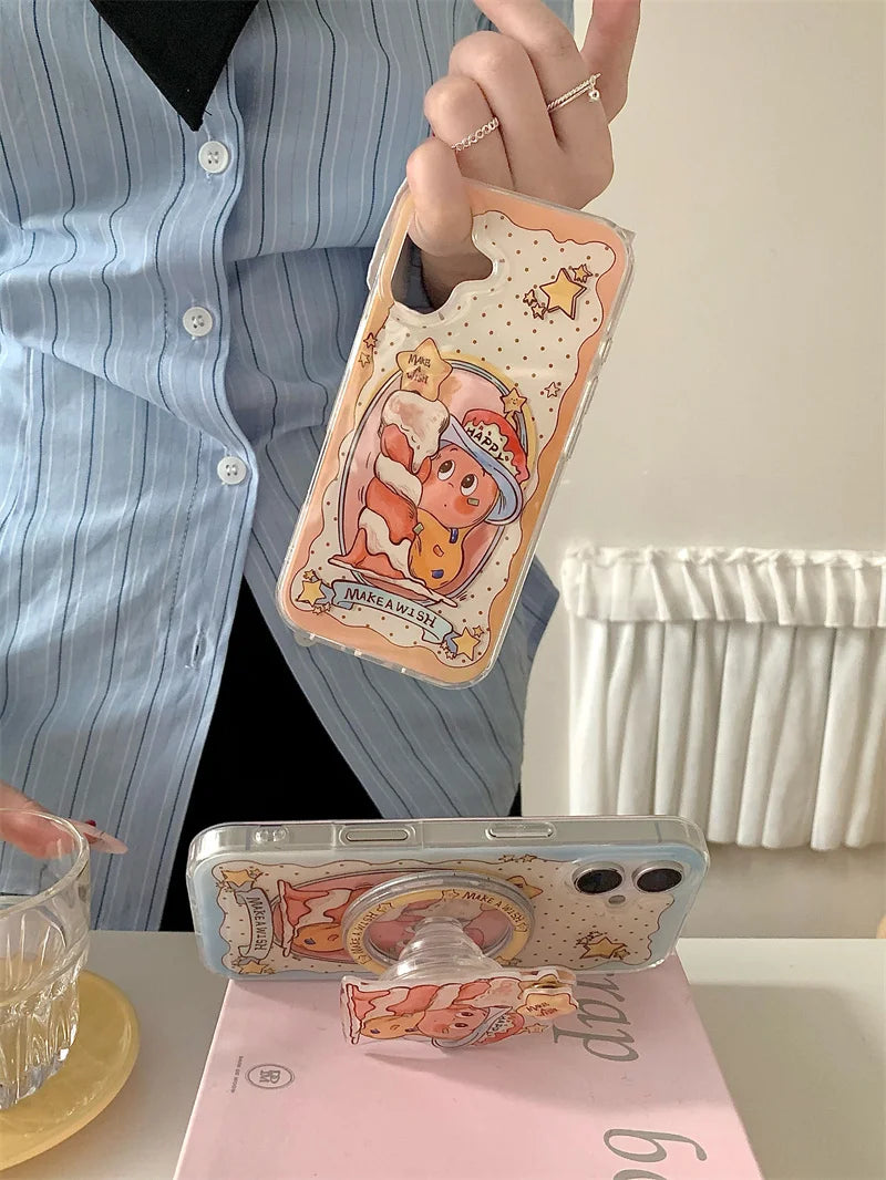 Magnetic Phone Case For iPhone 16 Pro 15 14 13 Pro Max Cover with Magsafe Holder Cute Candle Star Shockproof Silicone Cases 15 Caseverse