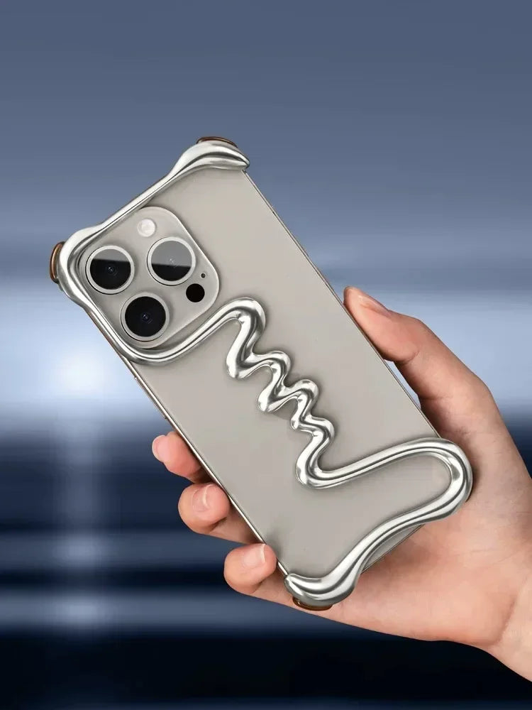 iPhone Phone Case Metal 3D Hollow Case For iPhone16 ProMax 14 15 Pro 16Plus  Aluminum Alloy Track Shell Air Bag Shockproof Cover Caseverse