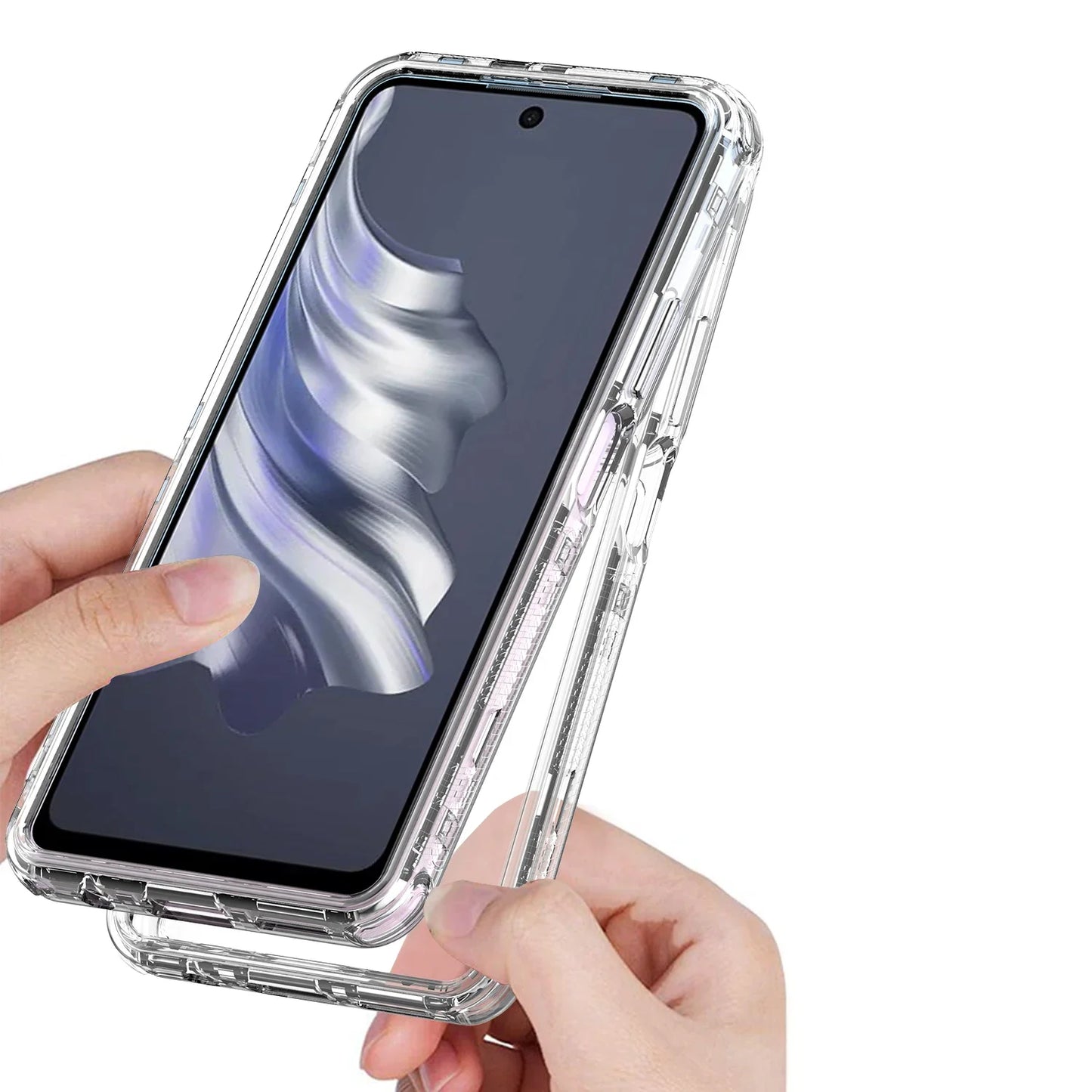 3 in 1 Rugged Armor Shockproof Phone Case For Infinix Hot 40 Pro X6837 Hard Plastic Frame Transparent TPU Back Cover Fundas - Caseverse