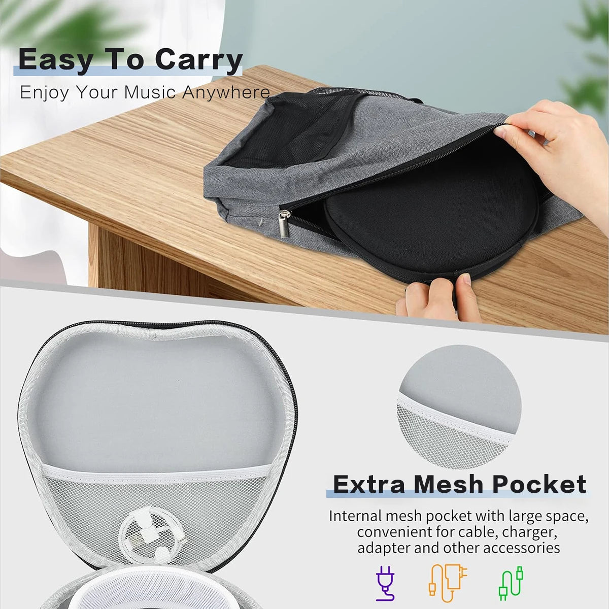 Suitable for AirPods Max hard case supports sleep mode travel portable bag wireless earphone protective case storage box Caseverse