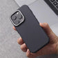 Luxury Alloy Lens 3D Relief Black Carbon Fibre Pattern Case For iPhone 13 14 15 16 Pro Max Slim Shockproof PC Cover For Magsafe Caseverse