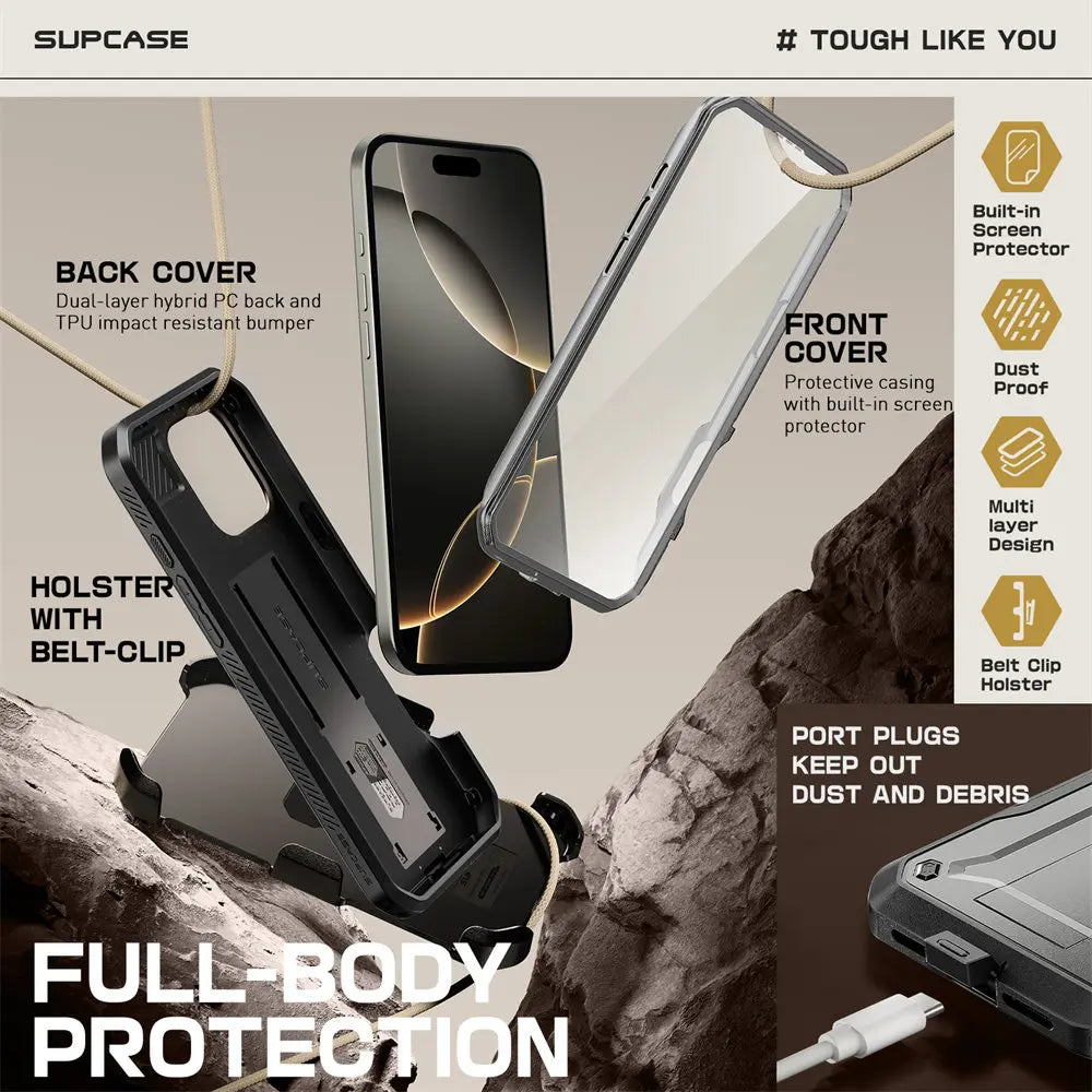 SUPCASE For iPhone 16 Pro Max Case 6.9" (2024) UB Pro Full-Body Heavy Duty Rugged Phone Case with Built-in Screen Protector - Caseverse