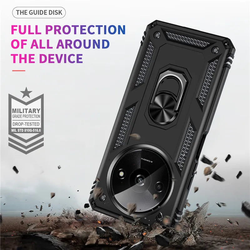 For Xiaomi Redmi A3 4G Case Rugged Armor Phone Case For Redmi A3 A 3 RedmiA3 4G Magnetic Ring Holder Shockproof Cover - Caseverse