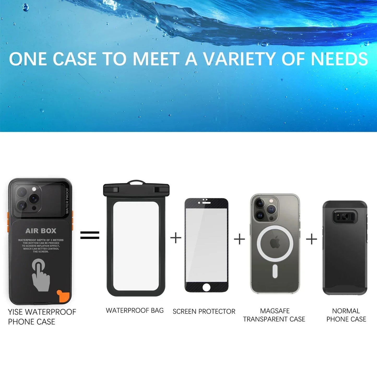 IP68 Waterproof Phone Case For iPhone 16 15 14 13 12 Pro Max Plus Underwater Taking Shockproof Dustproof Swimming Diving Cover - Caseverse