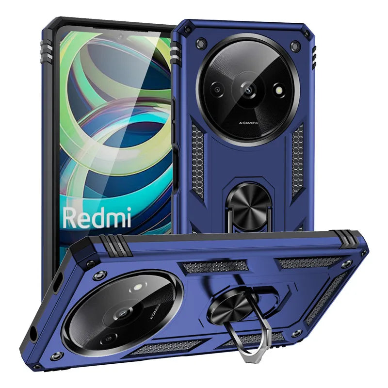 For Xiaomi Redmi A3 4G Case Rugged Armor Phone Case For Redmi A3 A 3 RedmiA3 4G Magnetic Ring Holder Shockproof Cover - Caseverse